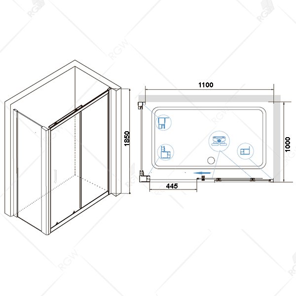 Душевой уголок RGW Classic CL-48B 110х100, стекло прозрачное, профиль черный - фото 1