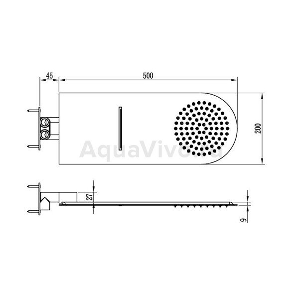 Верхний душ RGW Shower Panels SP-62, 20х55 см, с водопадом, цвет хром - фото 1