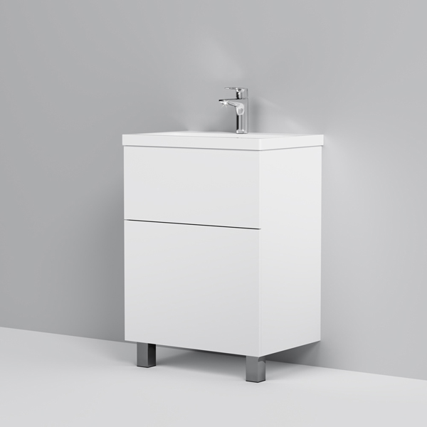 Тумба под раковину AM.PM Gem 60 напольная, 2 ящика, цвет белый глянец