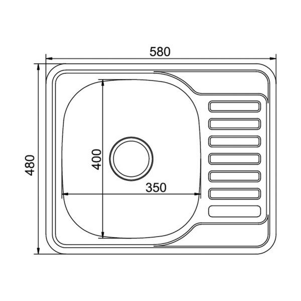 Кухонная мойка Mixline 535617 58x48, с крылом, левая, цвет хром  - фото 1