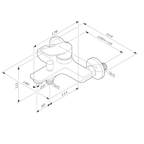 Смеситель AM.PM X-Joy F85A10022 для ванны с душем, цвет черный