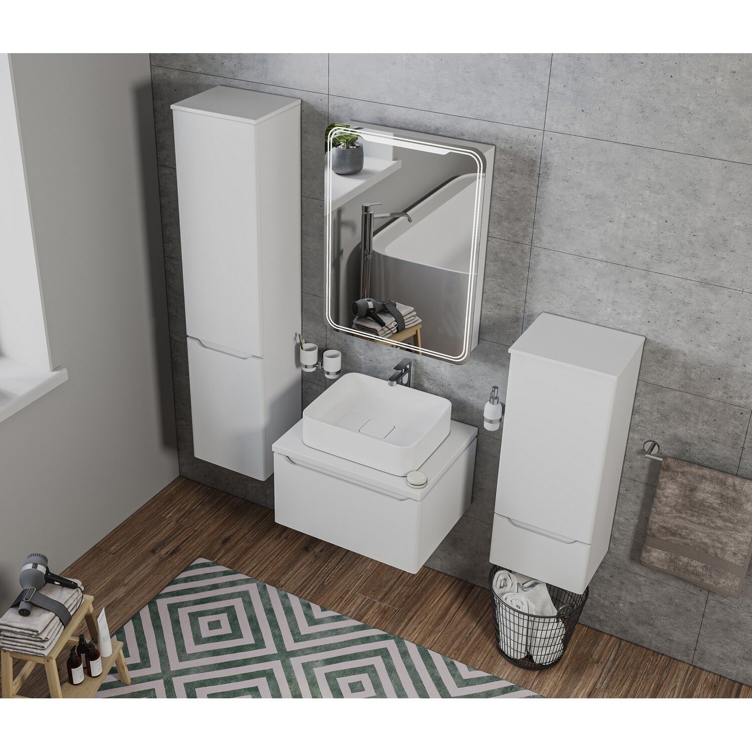 Шкаф-зеркало Mixline Виктория 60x80, правый, с подсветкой, цвет белый - фото 1