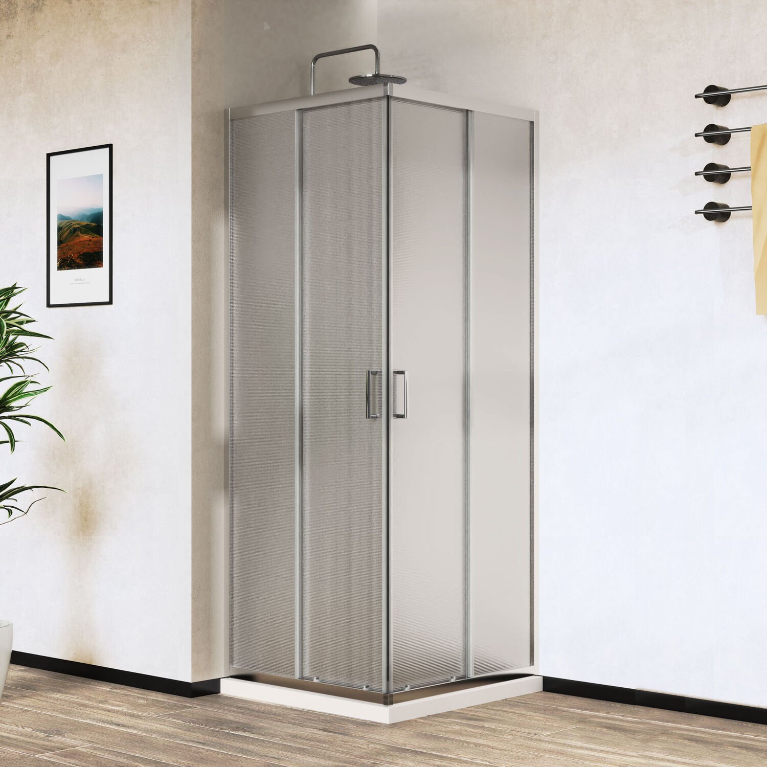 Душевой уголок Vincea City VSS-5CT 100x80, стекло текстурное, профиль хром
