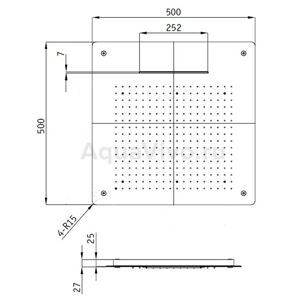 Верхний душ RGW Shower Panels SP-74, 50х50 см, с водопадом, цвет хром