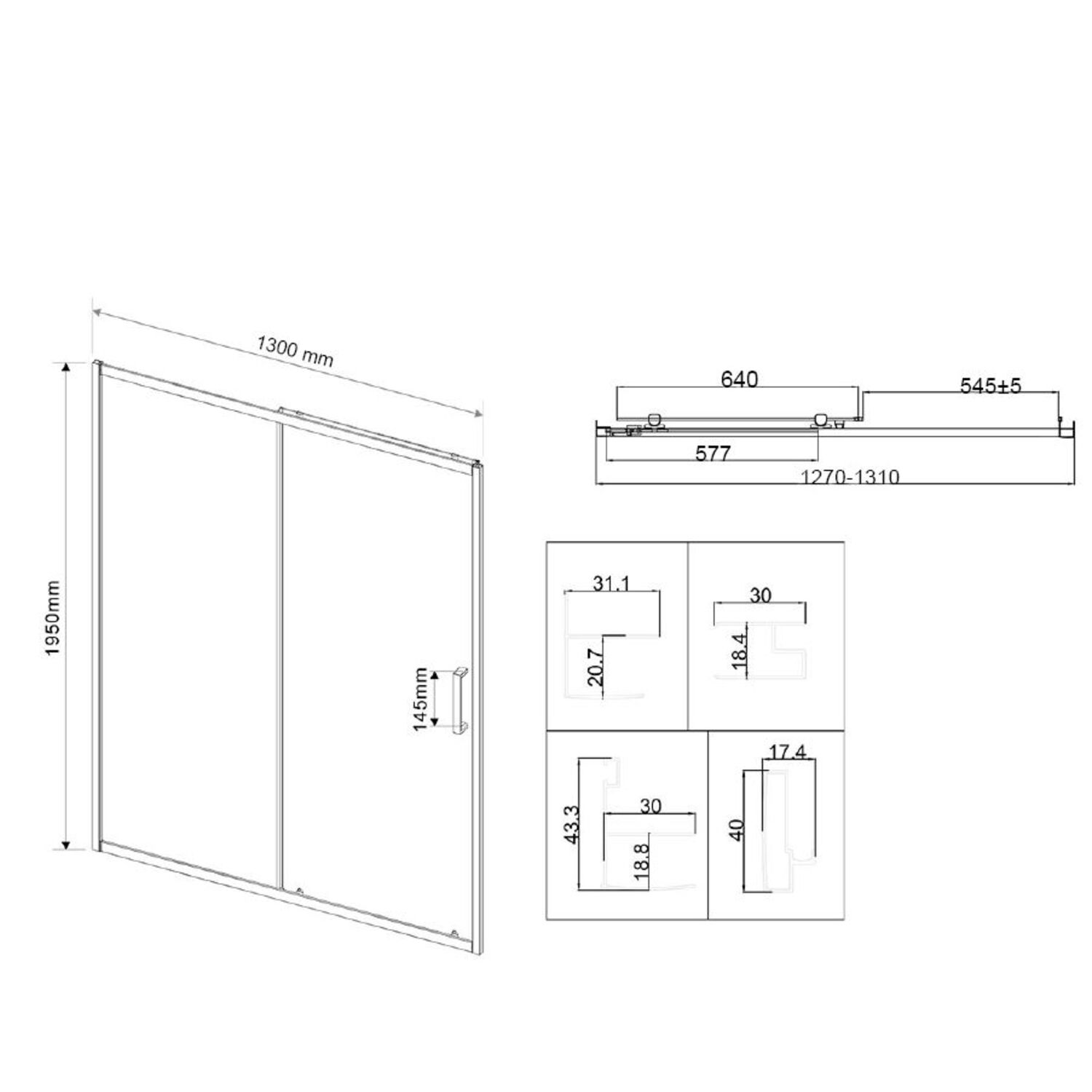 Душевая дверь Vincea City VDS-5CT 130x195, стекло прозрачное, профиль вороненая сталь - фото 1
