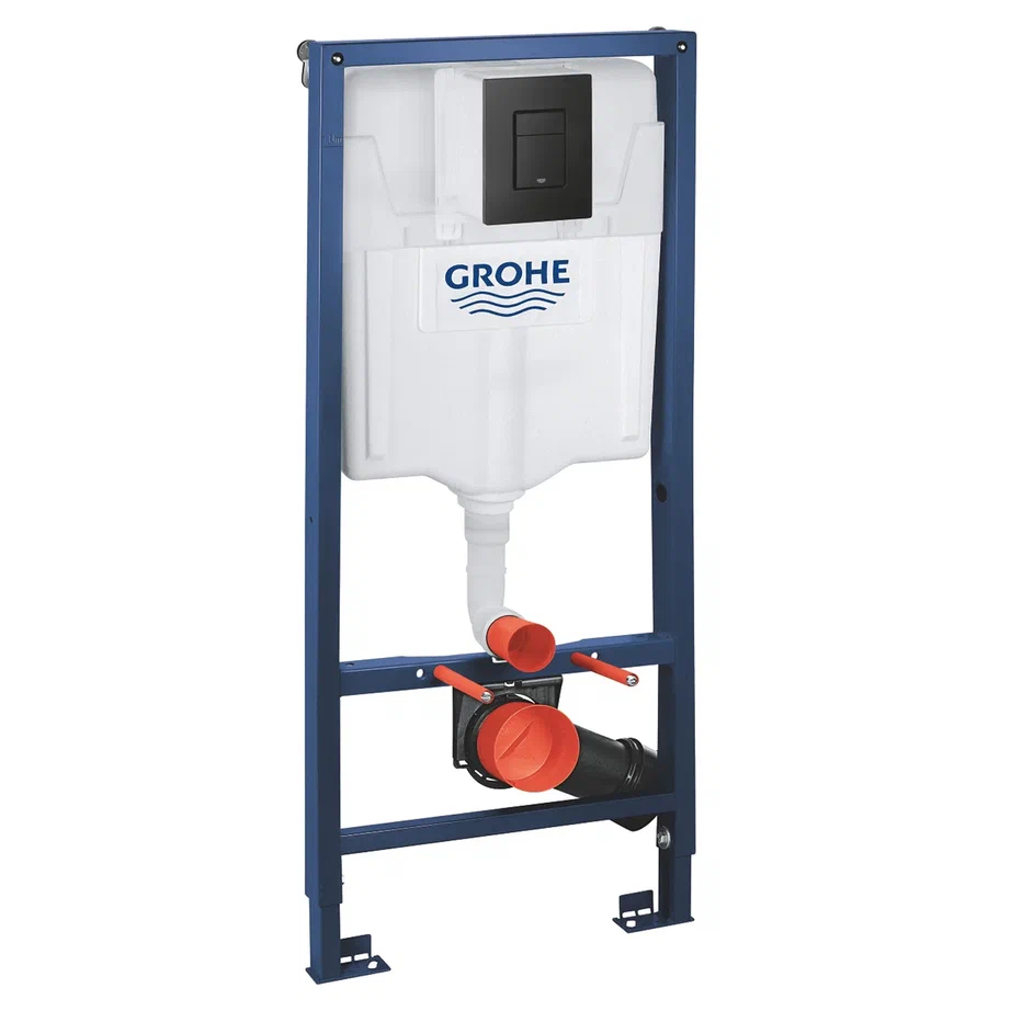 Комплект: Инсталляция Grohe 38811KF0 черная кнопка+Verna T JK0711055MB черный унитаз, смыв торнадо