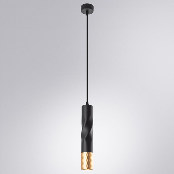Подвесной светильник Arte Lamp Sadr A3280SP-1BK, арматура черная, плафон металл черный / золото, 6х6 см