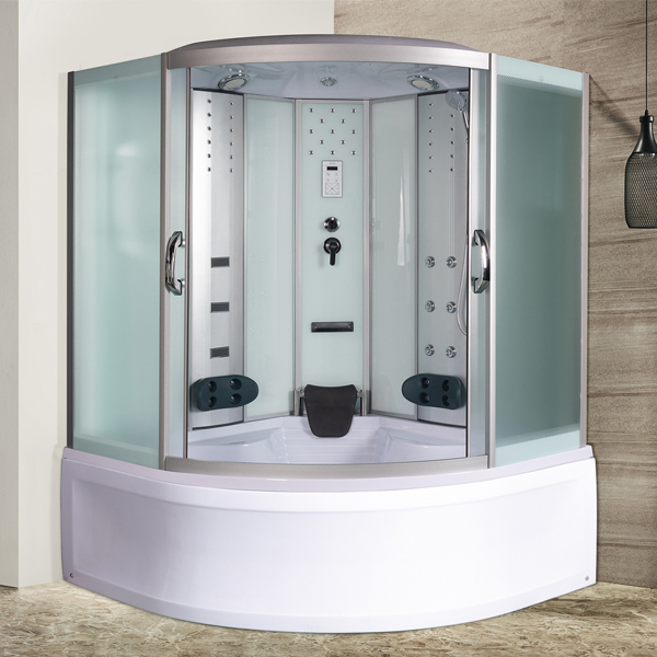Душевая кабина River Temza 150/150/55 МТ 150x150, стекло матовое, профиль хром матовый, с крышей, с гидромассажем