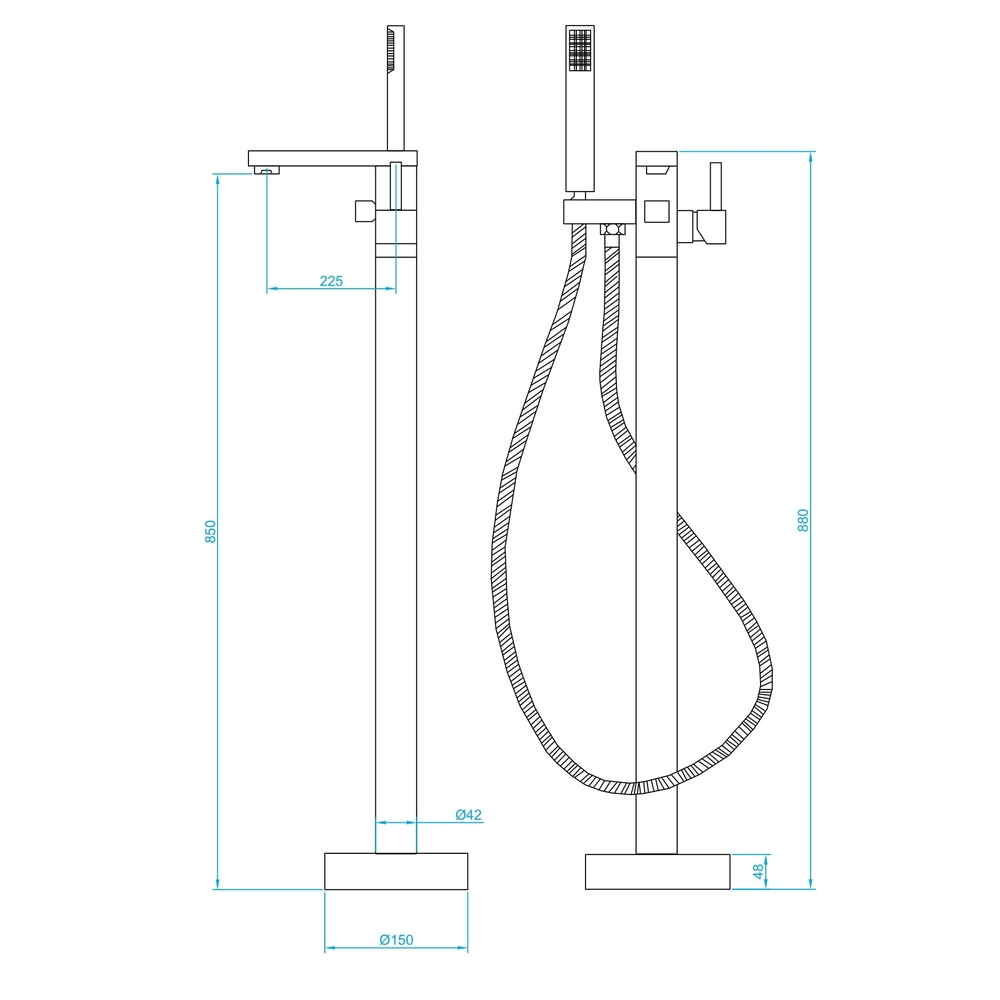 Смеситель RGW Shower Panels SP-350 B для ванны, напольный, цвет черный - фото 1