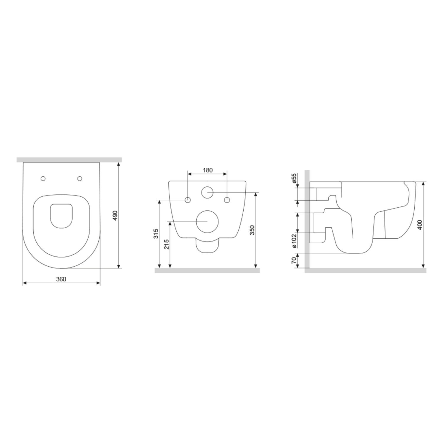 Унитаз Damixa Sirius DX86C1700MBSC подвесной, безободковый, с сиденьем микролифт, цвет черный матовый