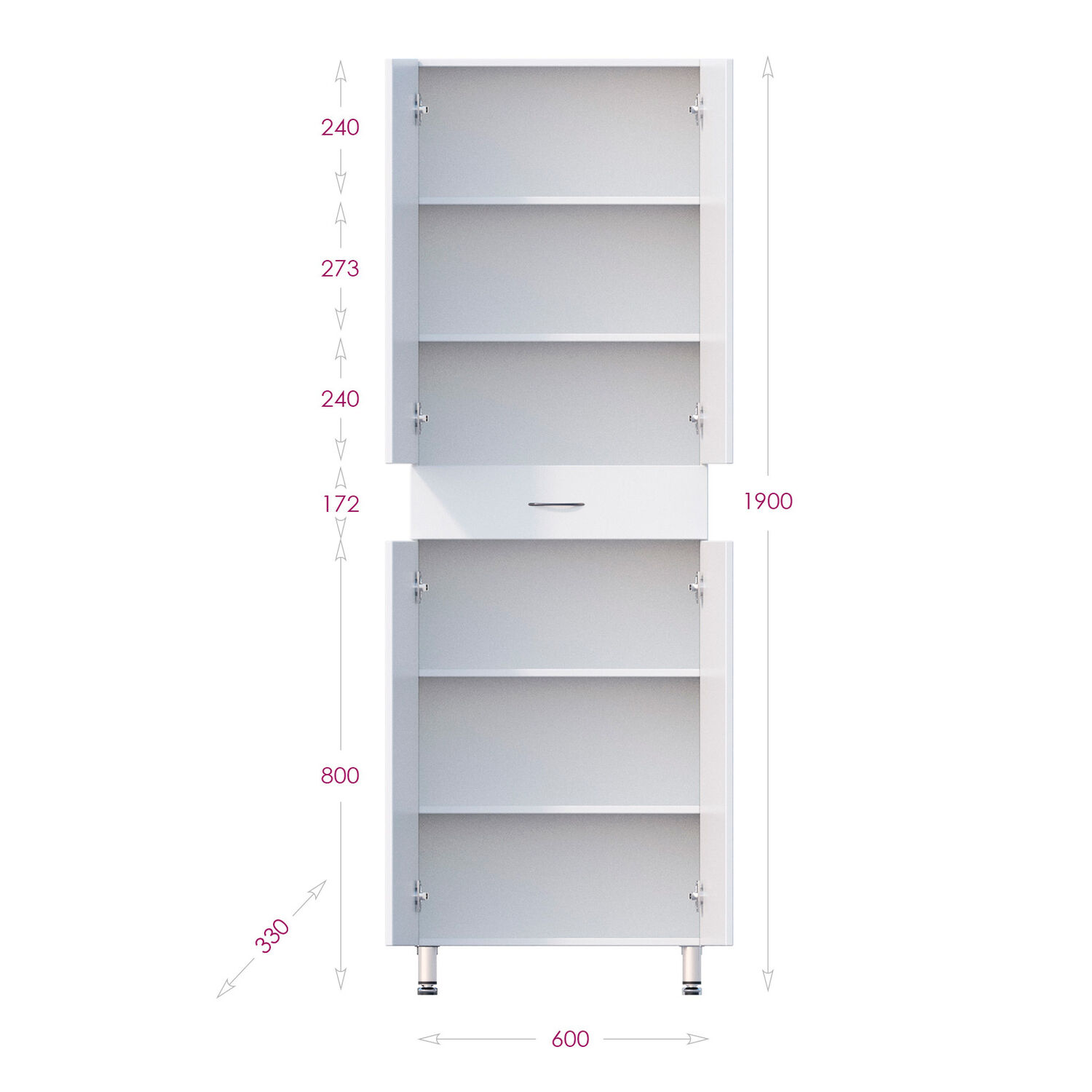 Шкаф-пенал Оника Модерн 60 напольный, цвет белый - фото 1