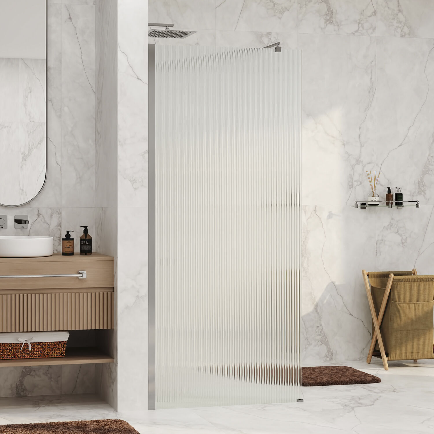 Душевая перегородка WasserKRAFT Rur 30W39BN-FL 90x200, стекло рифленое, профиль графит
