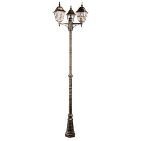 Парковый светильник Arte Lamp Madrid A1542PA-3BN, арматура черная / золото, плафон стекло прозрачное - фото 1