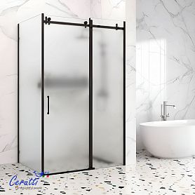 Душевой уголок CeruttiSPA Ceza'S 120BF R 120x90, правый, стекло матовое, профиль черный матовый - фото 1