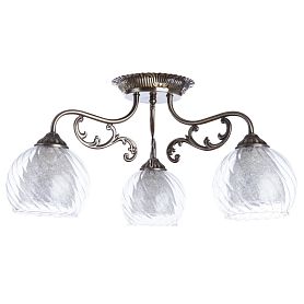 Потолочная люстра Arte Lamp Charlotte A7062PL-3AB, арматура античная бронза, плафон стекло c хрустальной крошкой прозрачное - фото 1