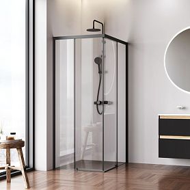 Душевой уголок AM.PM X-joy W94G-403-100280-BТ1К 100x80, стекло прозрачное, профиль черный матовый - фото 1