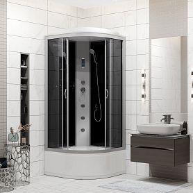 Душевая кабина Niagara Classic NG-2509-14F 100x100, стекло тонированное, профиль серебро, с крышей, с гидромассажем, с пультом управления - фото 1