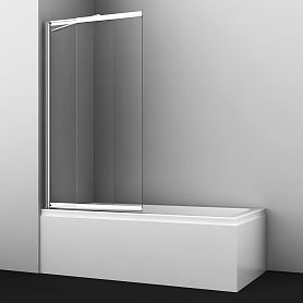 Шторка на ванну WasserKRAFT Main 41S02-100 Fixed 100x140, стекло прозрачное, профиль хром - фото 1