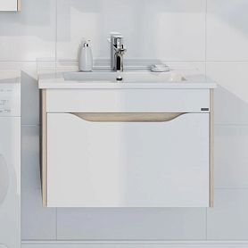 Тумба под раковину Санта Сатурн 75, цвет белый / дуб австрийский - фото 1