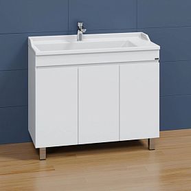 Тумба под раковину Санта Марс 100 напольная, с 3 дверцами, цвет белый - фото 1