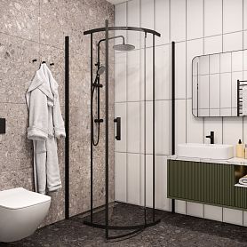 Душевой уголок CeruttiSPA Korra Z90B 90x90, стекло прозрачное, профиль черный - фото 1