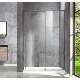 Душевая дверь Vincea Lugano VDS-1L-1 130x195, стекло прозрачное, профиль вороненая сталь - фото 1