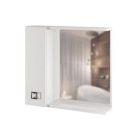 Шкаф-зеркало Mixline Квадро 75, левый, с подсветкой, цвет белый - фото 1