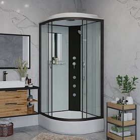 Душевая кабина Niagara Classic NG-6701-14G 90x90, стекло прозрачное, профиль черный, с крышей, с гидромассажем - фото 1