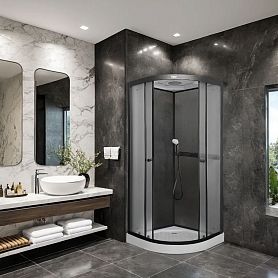 Душевая кабина Parly Frost F811B 80x80, стекло матовое, профиль черный - фото 1