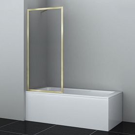 Шторка на ванну WasserKRAFT Abens 20W01-80 Brushed Gold Fixed 80x160, стекло прозрачное, профиль матовое золото - фото 1