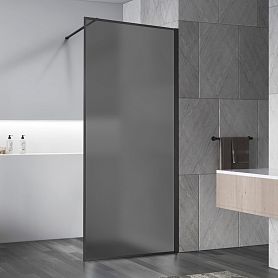 Душевая перегородка Vincea Walk-In VSW-1HP 100x200, стекло матовое тонированное, профиль черный матовый - фото 1