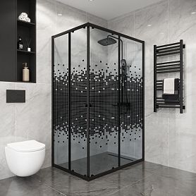 Душевой уголок Niagara Eco NG-1012-14Q Black 120х80, стекло мозаика, профиль черный матовый - фото 1