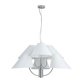Подвесная люстра Arte Lamp Rondo A4086LM-6CC, арматура хром, плафон ткань белая - фото 1