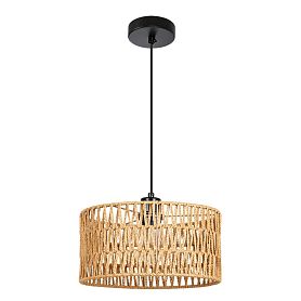 Подвесной светильник Arte Lamp Brushwood A7088SP-1BK, арматура черная, плафон пеньковая веревка коричневая - фото 1