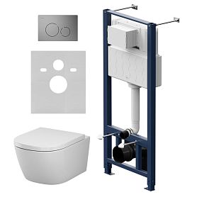 Комплект AM.PM IS49031.601900: Инсталляция Pro + Кнопка Pro L никель матовый + Унитаз Libre Aquaspin C601900SC белый - фото 1