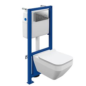 Комплект Cersanit: Crea Square CO DPL EO Slim инсталляция Link Pro кнопка Twins хром глянцевый - фото 1