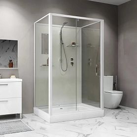 Душевая кабина Niagara Standart ST120/90/15Q/BK 120х90, стекло прозрачное, профиль белый, без крыши - фото 1