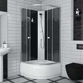 Душевая кабина Niagara Eco NG-7508-14BK Black 90х90, стекло мозаика, профиль серебро, без крыши - фото 1