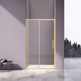 Душевая дверь Vincea Slim VDP-4SL 120x195, стекло прозрачное, профиль брашированное золото - фото 1