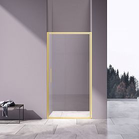 Душевая дверь Vincea Slim VDP-4SL 90x195, стекло прозрачное, профиль брашированное золото - фото 1