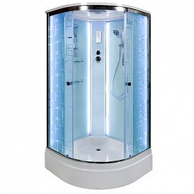 Душевая кабина Deto ЕМ2710 LED 100x100, стекло матовое с узором, профиль хром глянцевый, с сенсорным управлением, с подсветкой - фото 1