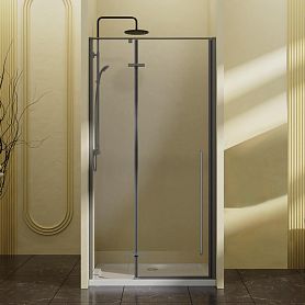 Душевая дверь Vincea Slim-N VDPH-5SN 90x195, стекло прозрачное, профиль вороненая сталь - фото 1