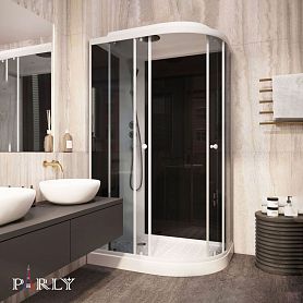 Душевая кабина Parly Classic Эконом EC1231L 120x80, левая, стекло тонированное, профиль белый - фото 1