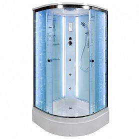 Душевая кабина Deto ЕМ2710 LED 100x100, стекло матовое с узором, профиль хром глянцевый, с сенсорным управлением, с гидромассажем, с подсветкой - фото 1