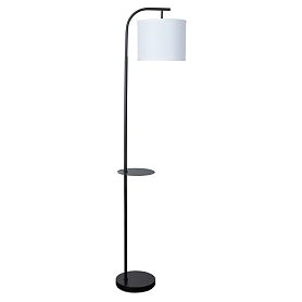 Торшер Arte Lamp Connor A4053PN-1BK, арматура черный, плафон ткань белая - фото 1