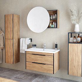 Мебель для ванной Corozo Форест 80, подвесная/напольная, цвет дуб канзас коричневый - фото 1