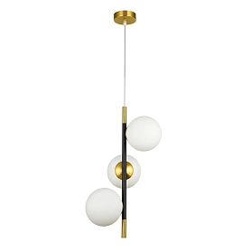Подвесной светильник Arte Lamp Alcor A2224SP-3BK, арматура черная, плафон стекло белое - фото 1
