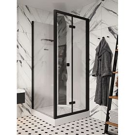 Душевая кабина CeruttiSPA Bella 90B 90x90, стекло прозрачное, профиль черный, без крыши - фото 1