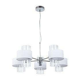Подвесная люстра Arte Lamp Fantasia A4076LM-5CC, арматура хром, плафон ткань / стекло белое - фото 1