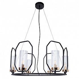 Подвесная люстра Arte Lamp Celaeno A7004SP-6BK, арматура черная / золото, плафоны стекло прозрачное, 75х75 см - фото 1